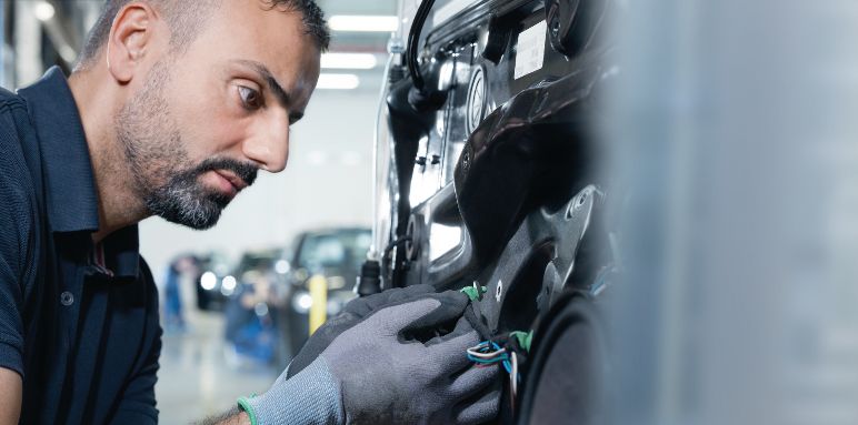 Man working in a car